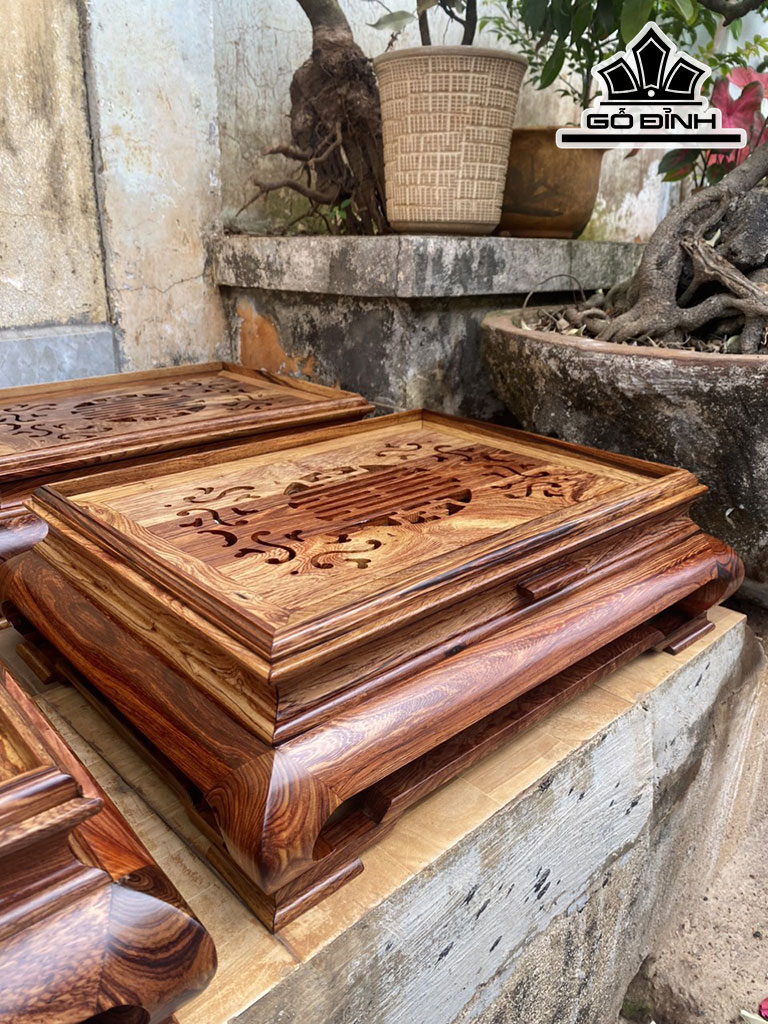 Khay Trà Gỗ Cẩm Cao 38 Ngang 48 Sâu 15 (cm)