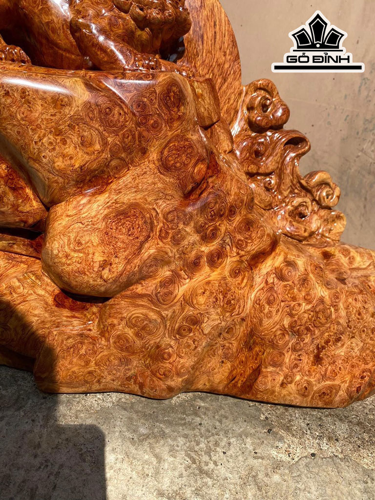 Tượng Nghê Gỗ Gõ Đỏ (Cà te) Cao 52 Ngang 37 Sâu 15 (cm)