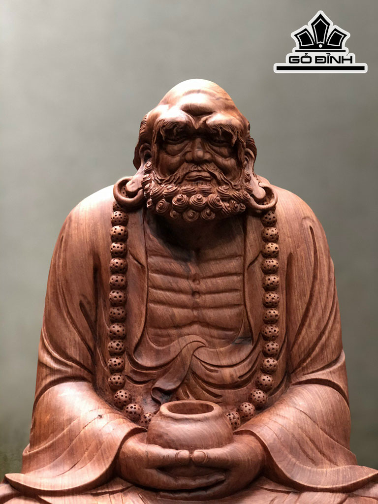 Tượng Đạt Ma Sư Tổ Gỗ Hương Cao 62 Ngang 34 Sâu 26 (cm)