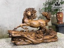 Tượng Ngựa Phong Thủy Gỗ Bách Xanh Cao 45 Ngang 66 Sâu 26 (cm)