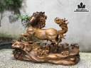 Tượng Ngựa Phong Thủy Gỗ Bách Xanh Cao 45 Ngang 66 Sâu 26 (cm)