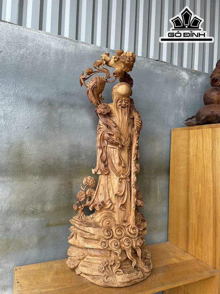 Tượng Ông Thọ Gỗ Ngọc Am Cao 100 Ngang 43 Sâu 27 (cm)