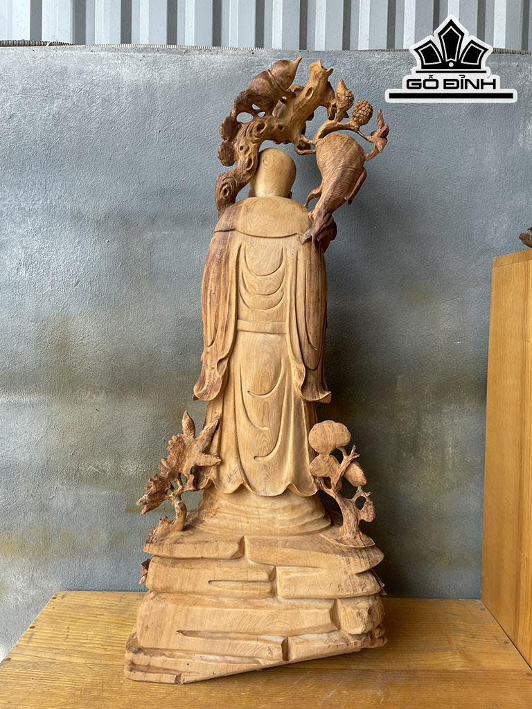 Tượng Ông Thọ Gỗ Ngọc Am Cao 100 Ngang 43 Sâu 27 (cm)