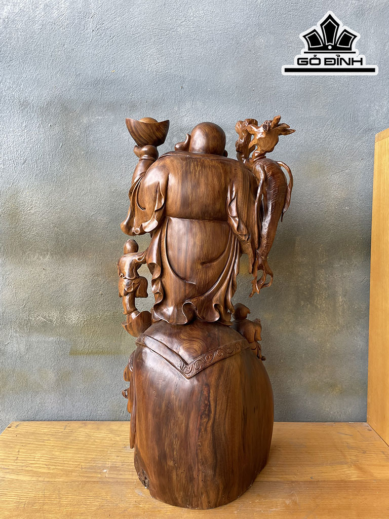 Tượng Phật Di Lặc Gỗ Bách Xanh Cao 68 Ngang 31 Sâu 25 (cm)