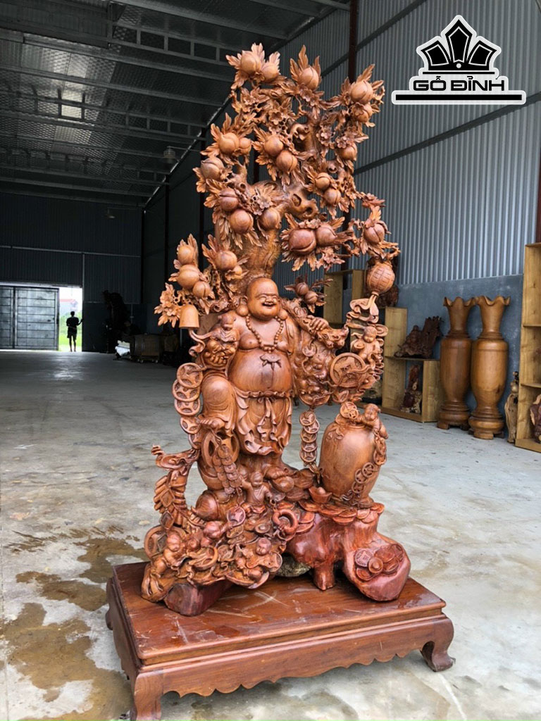 Tượng Phật Di Lặc Gỗ Hương Cao 190 Ngang 90 Sâu 63 (cm)