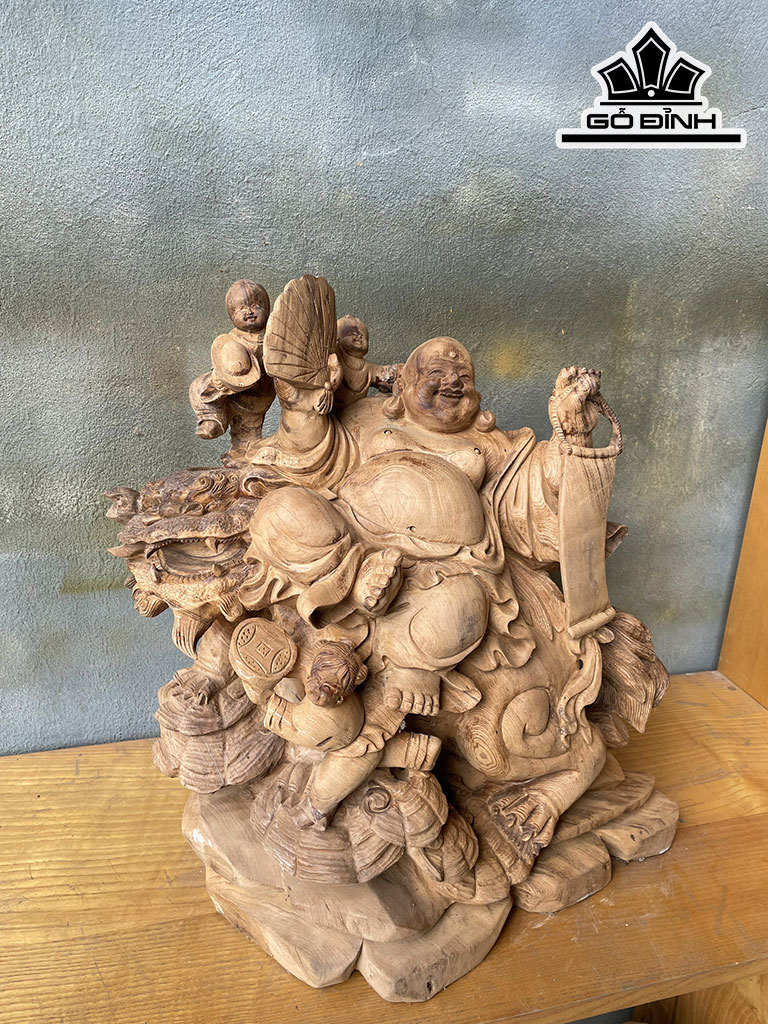 Tượng Phật Di Lặc Gỗ Ngọc Am Cao 46 Ngang 43 Sâu 30 (cm)