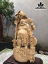 Tượng Phật Di Lặc Gỗ Ngọc Am Cao 70 Ngang 36 Sâu 16 (cm)