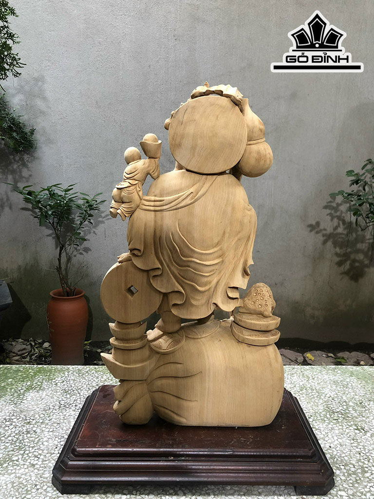 Tượng Phật Di Lặc Gỗ Ngọc Am Cao 70 Ngang 36 Sâu 16 (cm)