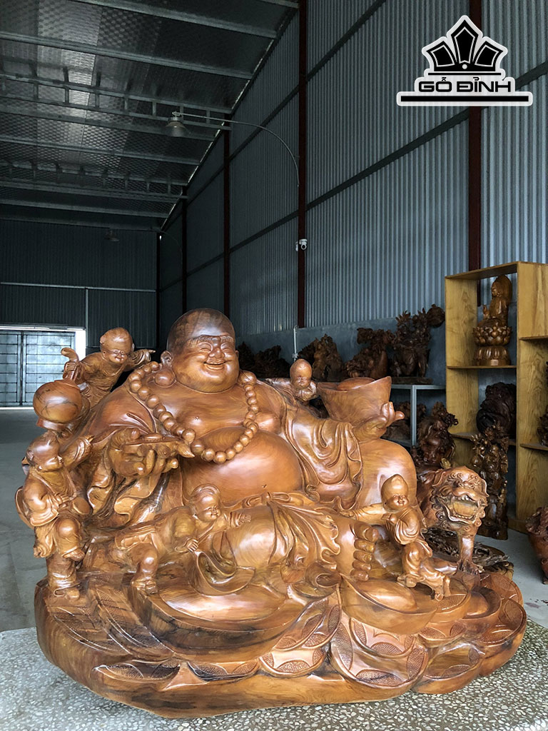 Tượng Phật Di Lặc Gỗ Ngọc Am Cao 72 Ngang 105 Sâu 50 (cm)