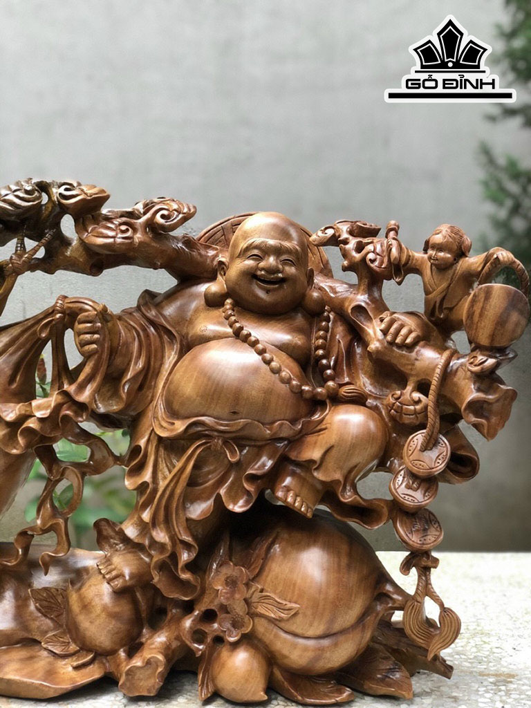 Tượng Phật Di Lặc Gỗ Xá Xị Cao 45 Ngang 78 Sâu 20 (cm)