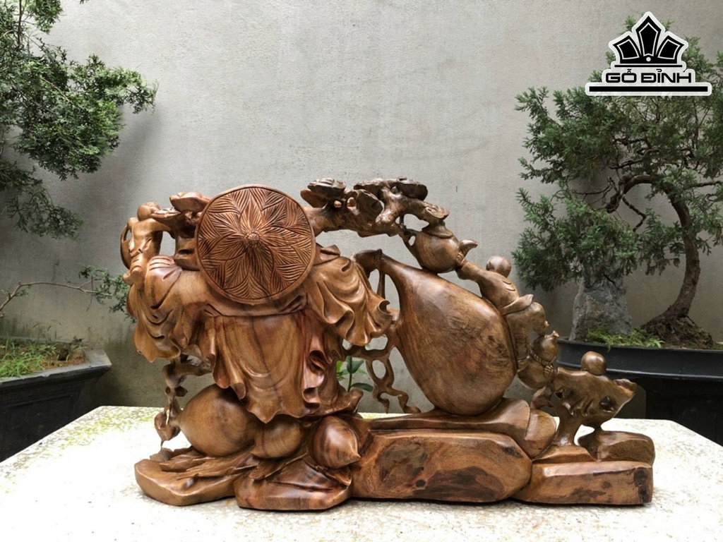 Tượng Phật Di Lặc Gỗ Xá Xị Cao 45 Ngang 78 Sâu 20 (cm)
