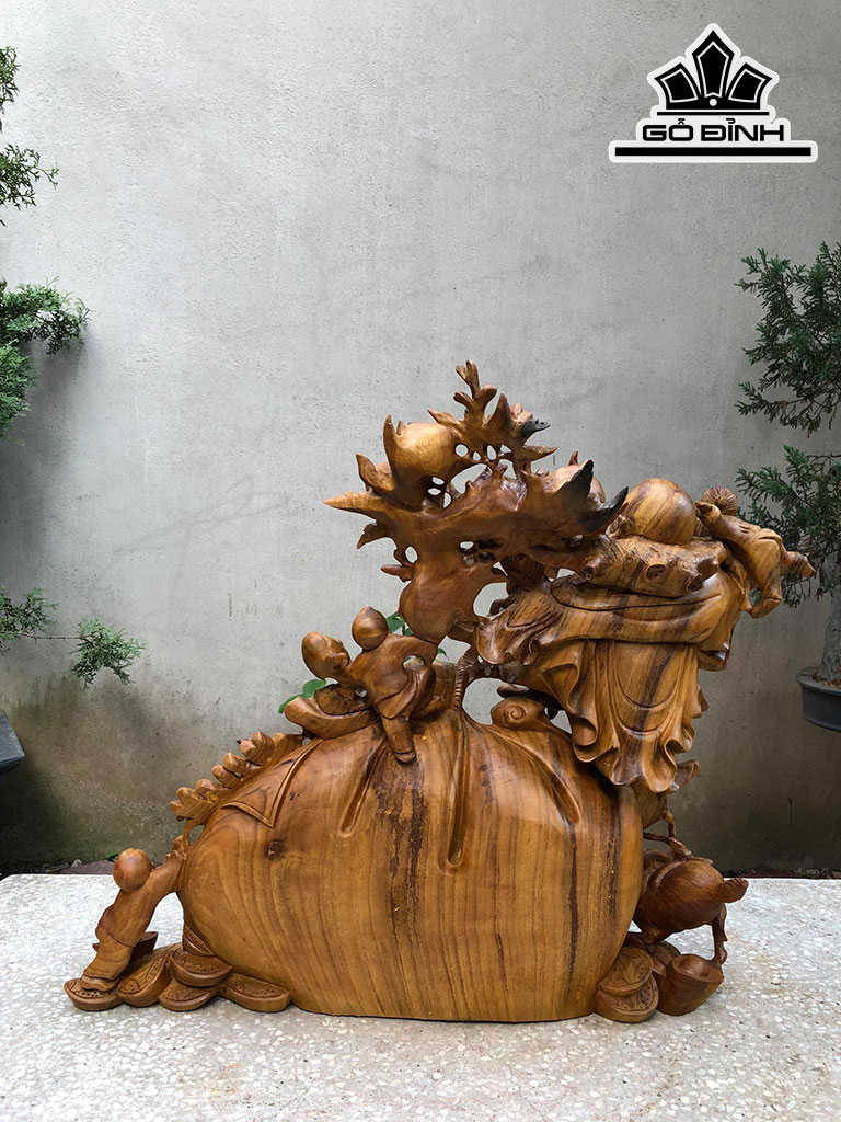 Tượng Phật Di Lặc Gỗ Xá Xị Cao 63 Ngang 70 Sâu 28 (cm)