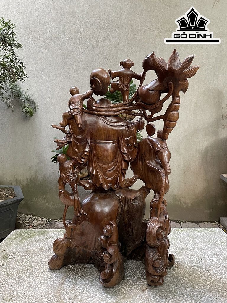 Tượng Phật Di Lặc Gỗ Xá Xị Cao 85 Ngang 55 Sâu 36 (cm)