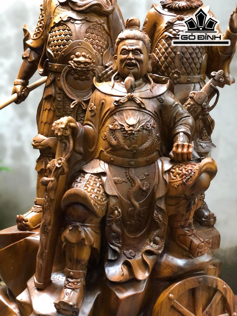 Tượng Tam Anh Gỗ Bách Xanh Cao 100 Ngang 52 Sâu 43 (cm)