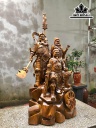 Tượng Tam Anh Gỗ Bách Xanh Cao 100 Ngang 52 Sâu 43 (cm)