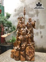Tượng Tam Anh Gỗ Bách Xanh Cao 100 Ngang 52 Sâu 43 (cm)