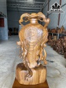 Tượng Thần Tài Gỗ Bách Xanh Cao 112 Ngang 60 Sâu 33 (cm)