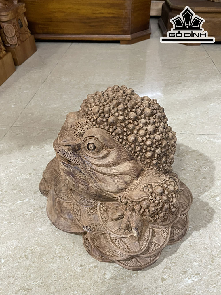 Tượng Thiềm Thừ Gỗ Ngọc Am Cao 20 Ngang 30 Sâu 24 (cm)