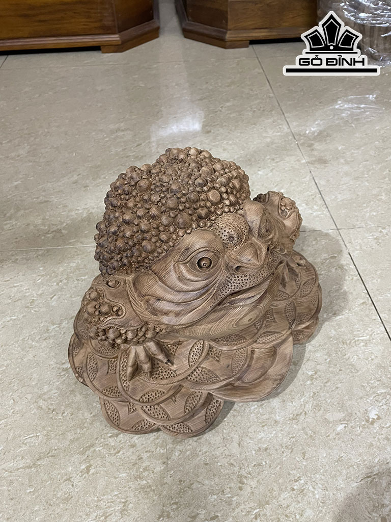 Tượng Thiềm Thừ Gỗ Ngọc Am Cao 20 Ngang 30 Sâu 24 (cm)