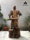 Tượng Trần Quốc Tuấn Gỗ Bách Xanh Cao 88 Ngang 34 Sâu 24 (cm)