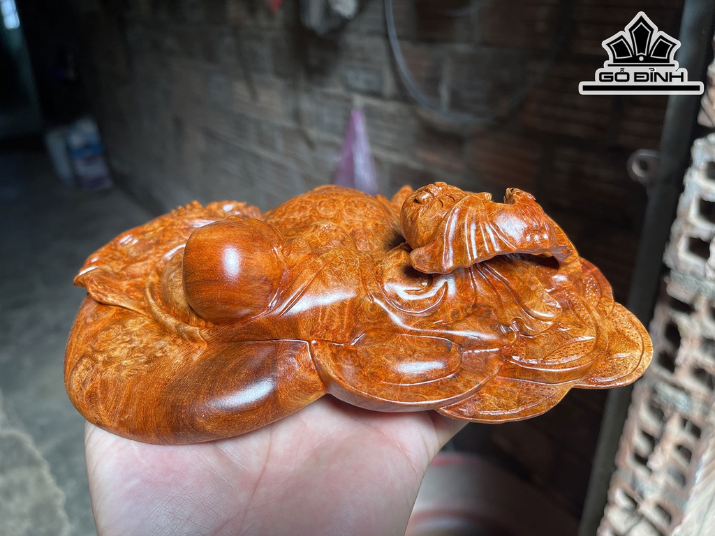 Tượng Phật Di Lặc Gỗ Nu Hương Cao 5 Ngang 20 (cm)