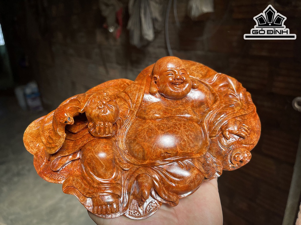 Tượng Phật Di Lặc Gỗ Nu Hương Cao 5 Ngang 20 (cm)