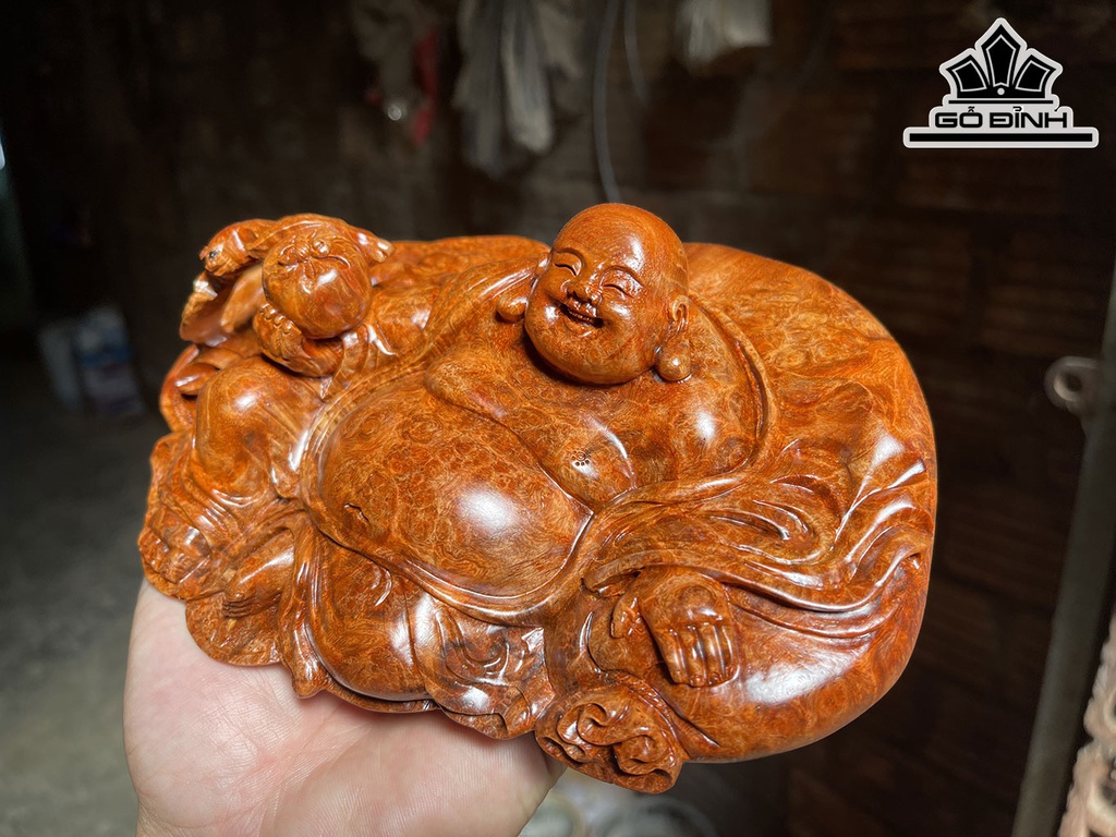 Tượng Phật Di Lặc Gỗ Nu Hương Cao 5 Ngang 20 (cm)