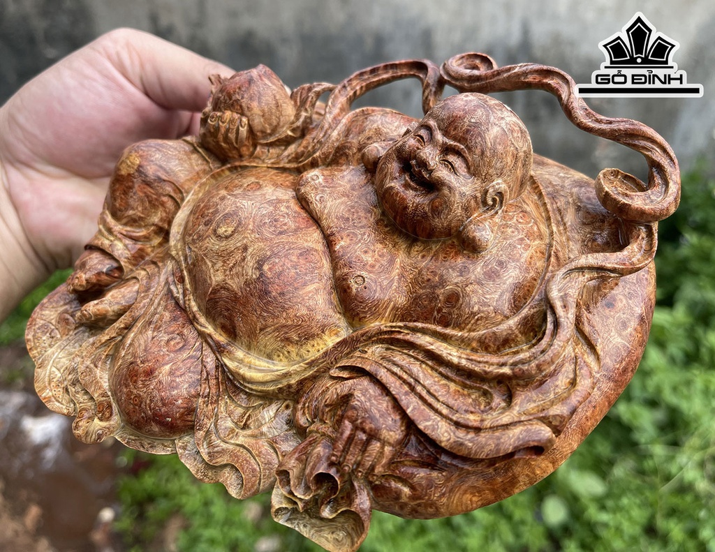 Tượng Phật Di Lặc Gỗ Nu Hương Cao 5,5 Ngang 15 (cm)