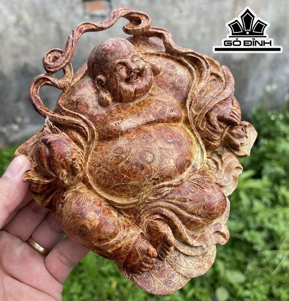 Tượng Phật Di Lặc Gỗ Nu Hương Cao 5,5 Ngang 15 (cm)