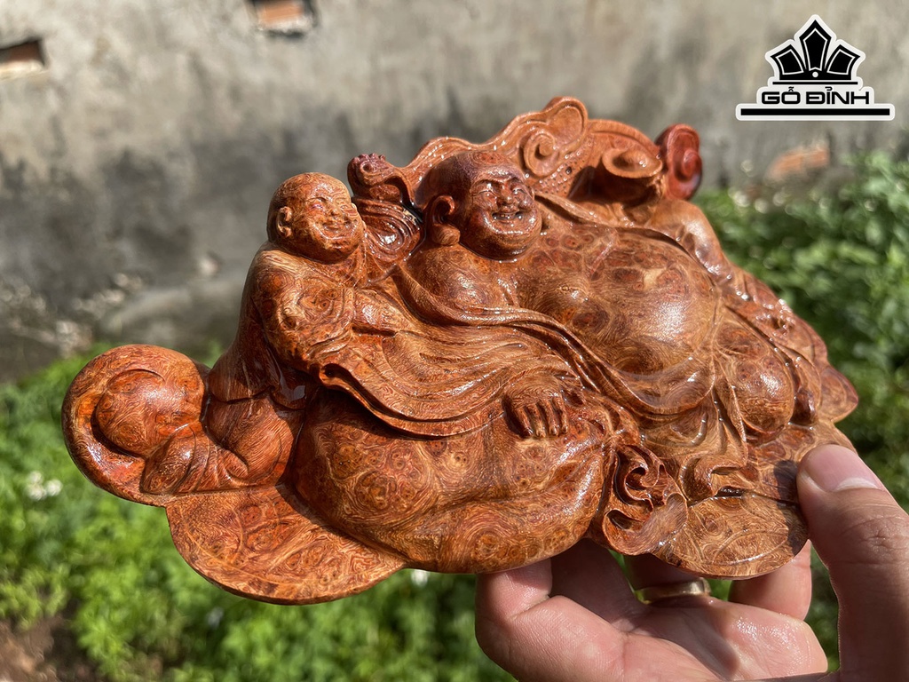 Tượng Phật Di Lặc Gỗ Nu Hương Cao 6 Ngang 21 (cm)