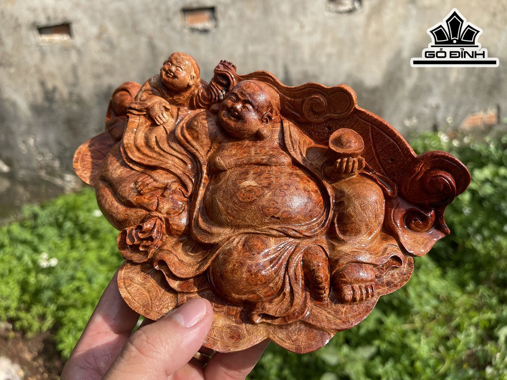 Tượng Phật Di Lặc Gỗ Nu Hương Cao 6 Ngang 21 (cm)