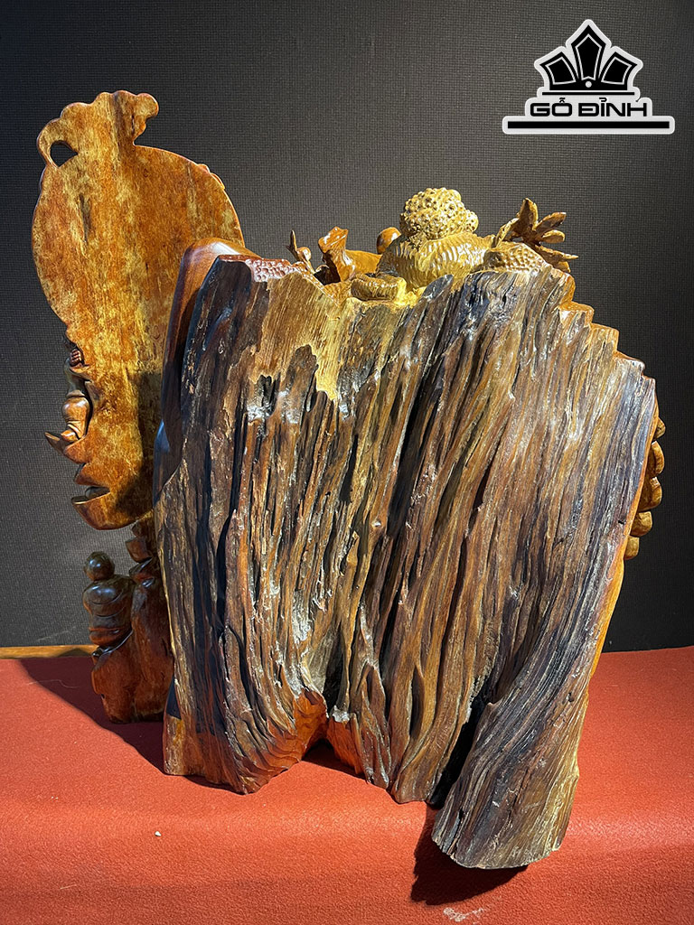 Tượng Phật Di Lặc Gỗ Nu Hương Cao 63 Ngang 60 Sâu 40 (cm)