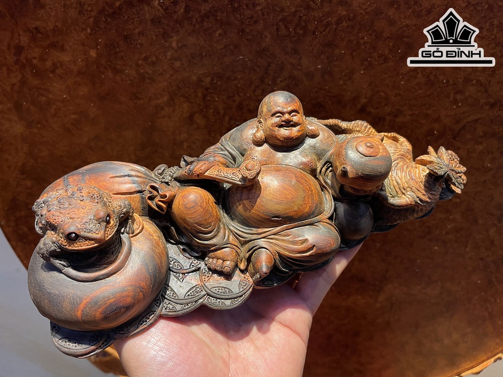 Tượng Phật Di Lặc Gỗ Trắc Ngang 25 Cao 9 Sâu 6 (cm)