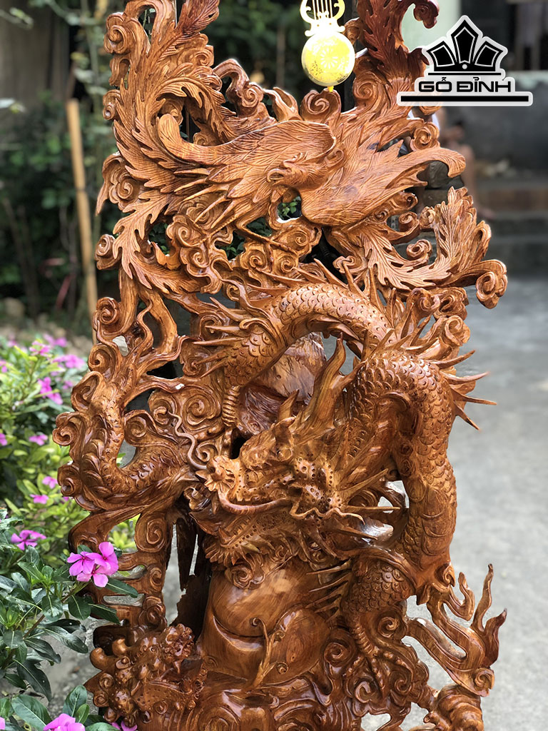 Đồng Hồ Tứ Linh Gỗ Hương Cao 168 Ngang 60 Sâu 35 (cm)