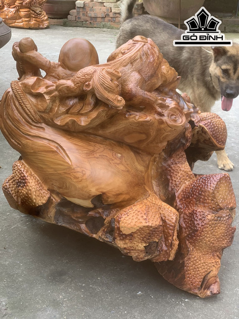 Tượng Phật Di Lặc Ngũ Phúc Gỗ Hương Cao 60 Ngang 80 Sâu 75 (cm)