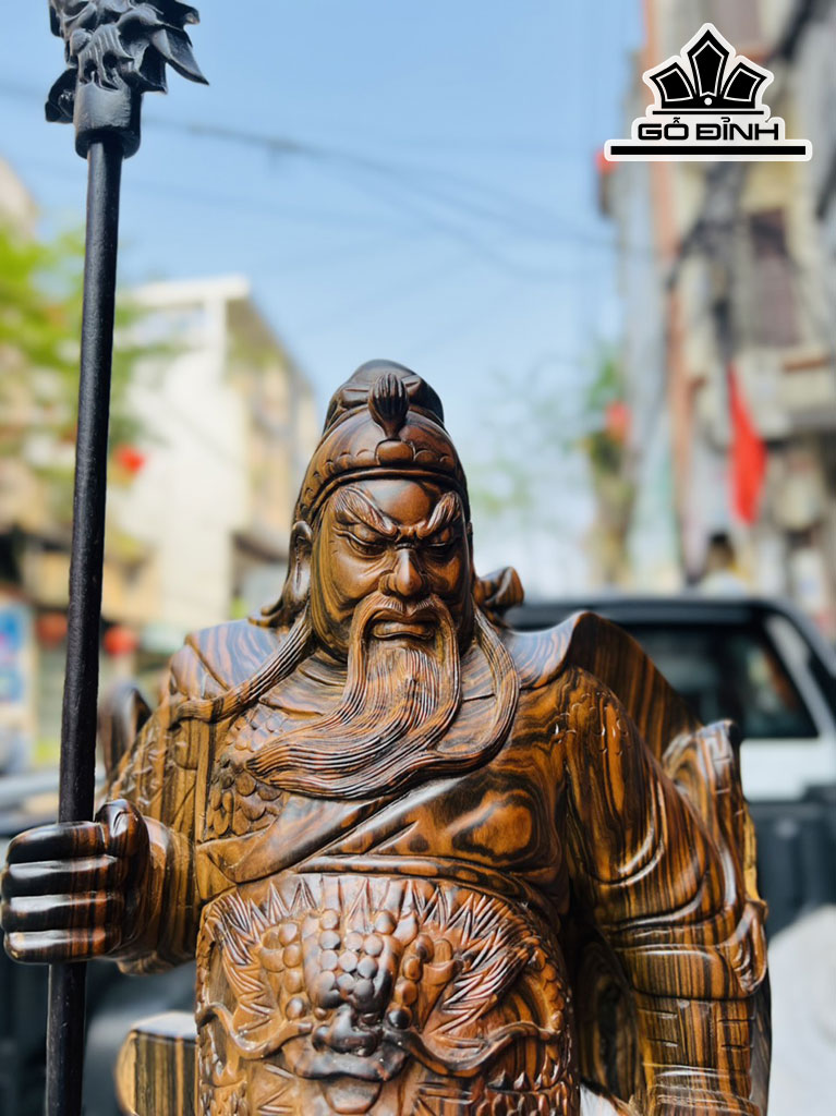 Tượng Quan Công Gỗ Mun Cao 80 Ngang 30 Sâu 19 (cm)