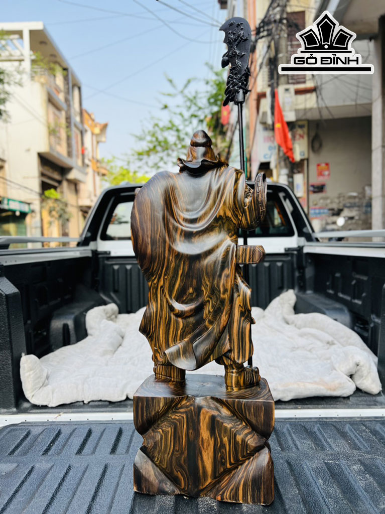 Tượng Quan Công Gỗ Mun Cao 80 Ngang 30 Sâu 19 (cm)