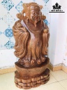 Tượng Thần Tài Gỗ Mun Đuôi Công Cao 105 Ngang 50 Sâu 28 (cm)