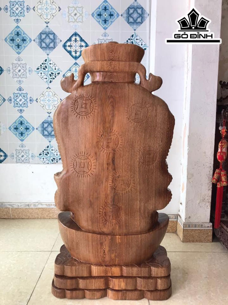 Tượng Thần Tài Gỗ Mun Đuôi Công Cao 105 Ngang 50 Sâu 28 (cm)