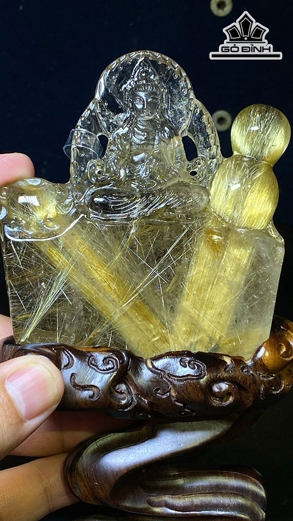 Tác Phẩm Đá Thạch Anh Tóc Vàng Cao 9 Ngang 8,2 Sâu 2 (cm) 188,38gr