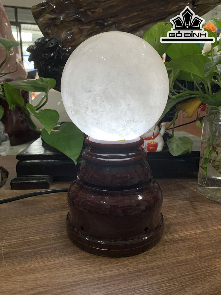 Bi Cầu Đá Thạch Anh Trắng Đường Kính 12 (cm) 2,9kg