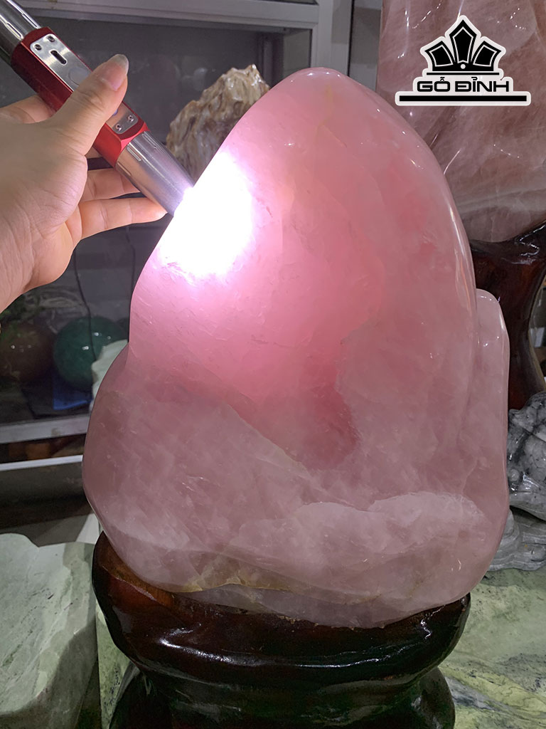 Núi Đá Cảnh Đá Thạch Anh Hồng Cao 36 Ngang 23 Sâu 18 (cm) 19kg