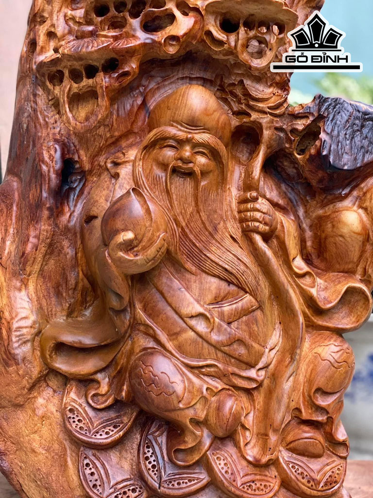 Tượng Ông Thọ Gỗ Cẩm Cao 56 Ngang 40 Sâu 25 (cm)