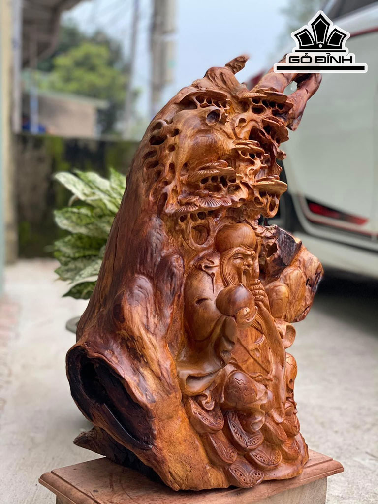 Tượng Ông Thọ Gỗ Cẩm Cao 56 Ngang 40 Sâu 25 (cm)