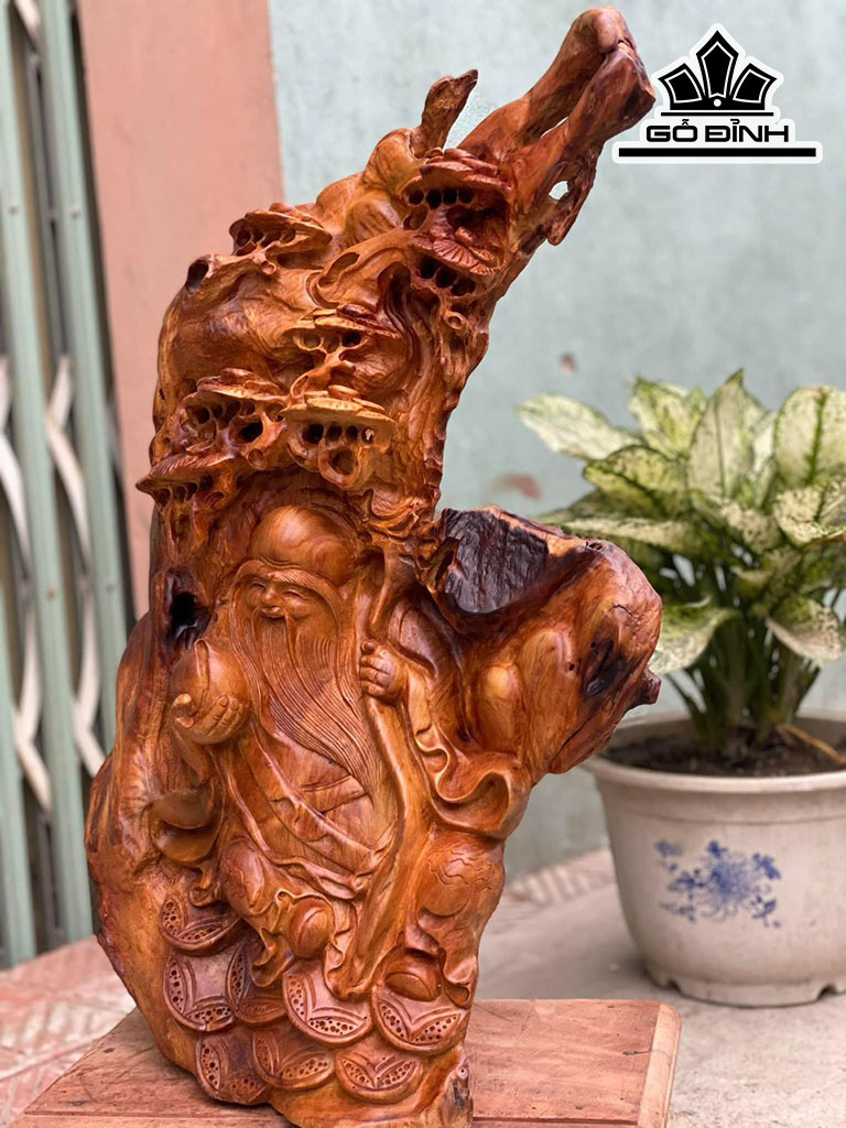 Tượng Ông Thọ Gỗ Cẩm Cao 56 Ngang 40 Sâu 25 (cm)