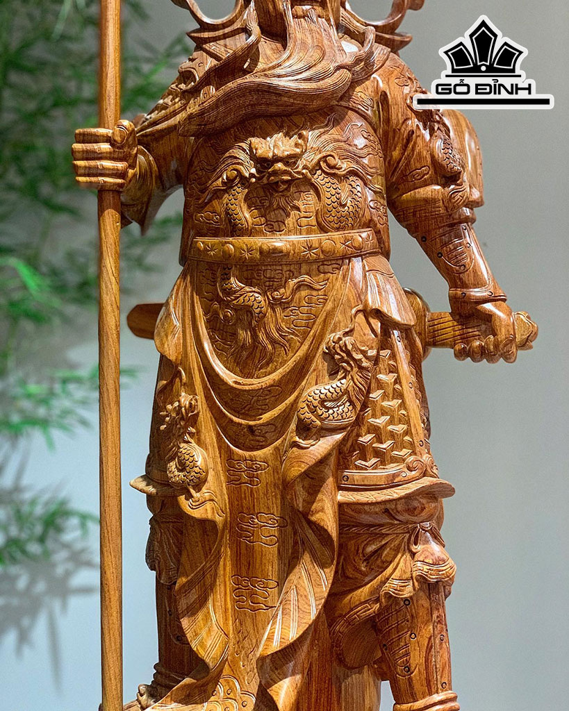 Tượng Quan Công Gỗ Hương Cao 100 Ngang 36 Sâu 24 (cm)