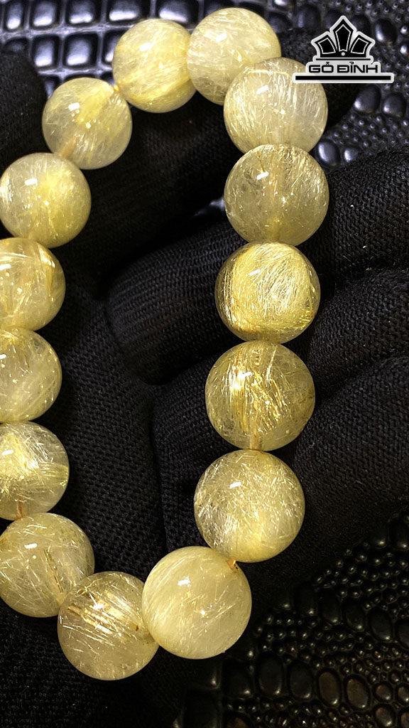 Vòng Tay Đá Thạch Anh Tóc Vàng Đường Kính 15 (mm) 74,5gr