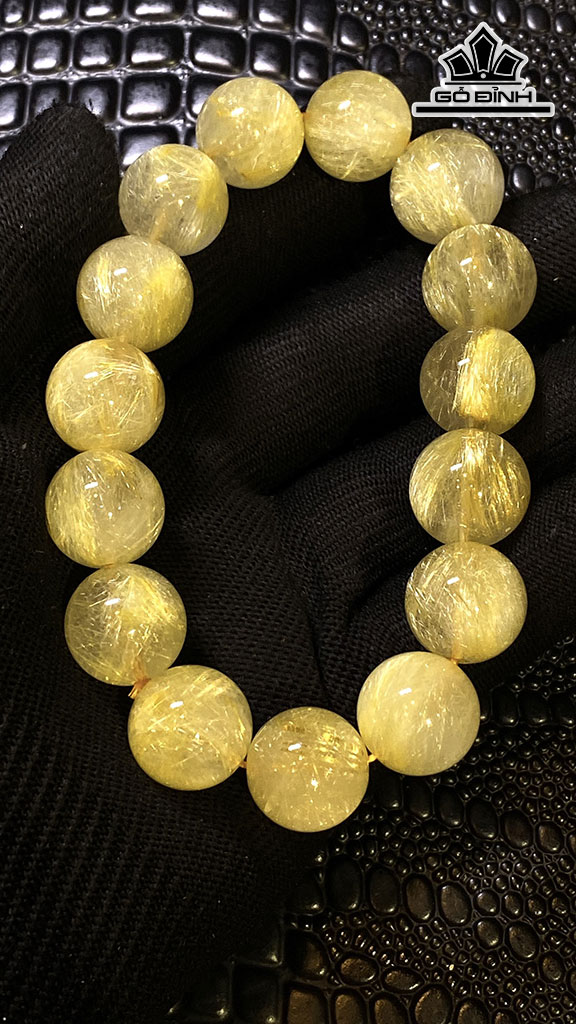 Vòng Tay Đá Thạch Anh Tóc Vàng Đường Kính 15 (mm) 74,5gr