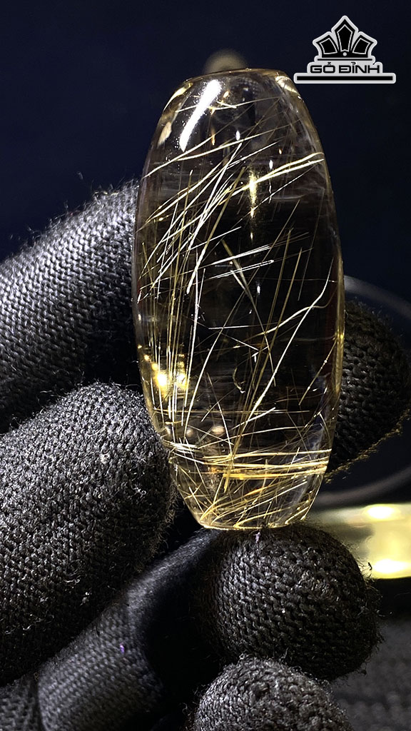 Vòng Tay Ngọc Bích Lu Thống Đá Thạch Anh Tóc Vàng Cao 45,6 Ngang 21 (mm) 32,6gr