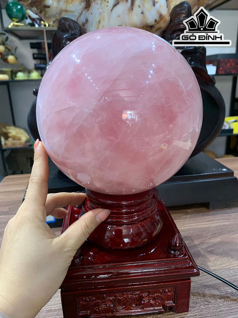 Bi Cầu Đá Thạch Anh Hồng Đường Kính 16 (cm) 6,4kg